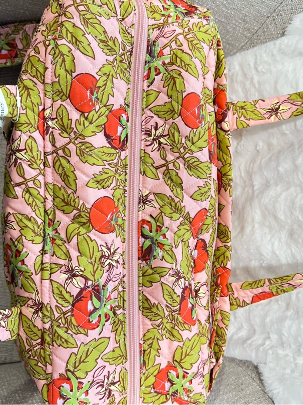 Vera Bradley Miramar Cotton Weekender Tote Bag Tomato Vines - Picture 5 of 13